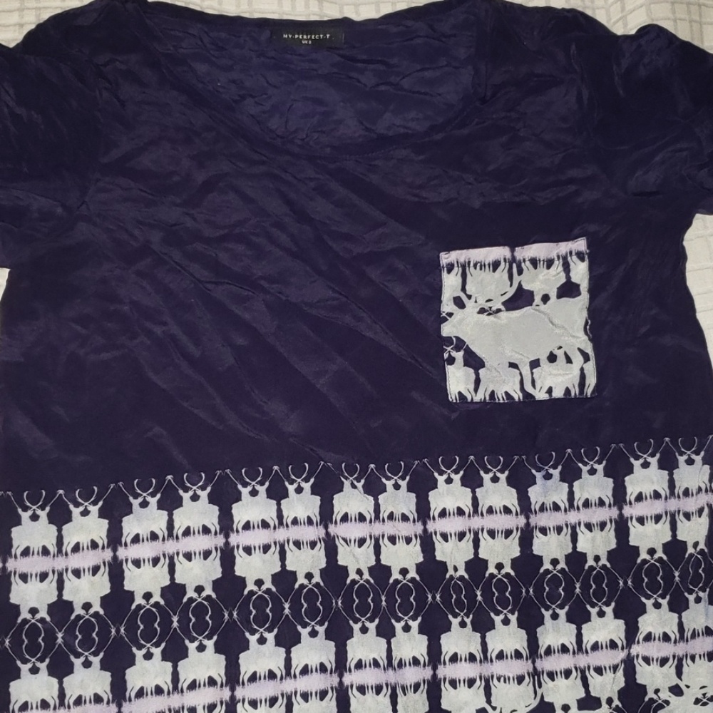 Navy silk t shirt